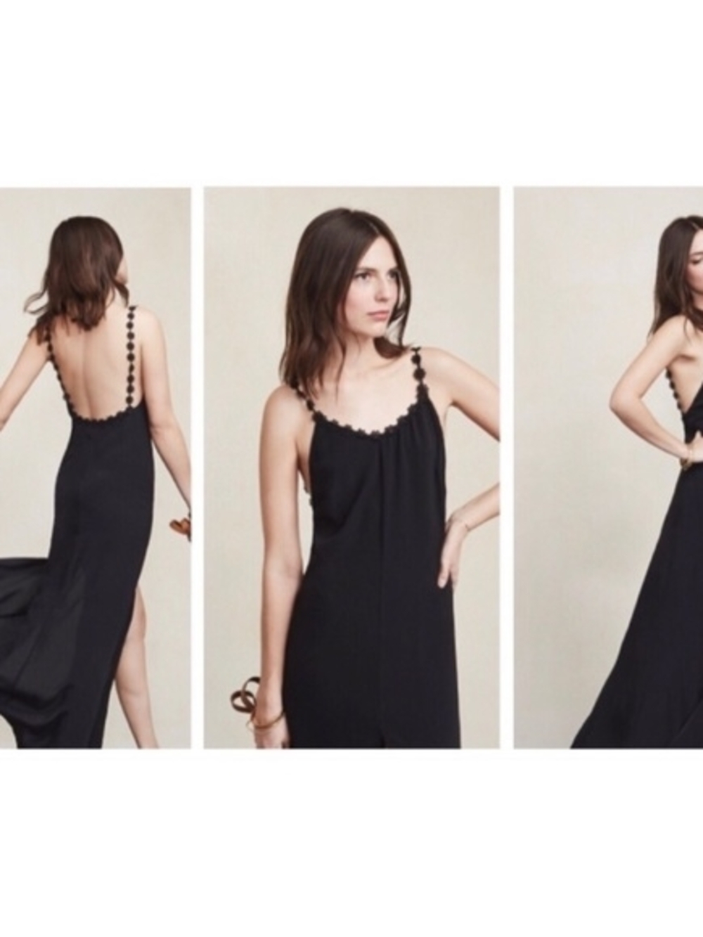 Reformation Black Spaghetti-Strap Maxi Dress